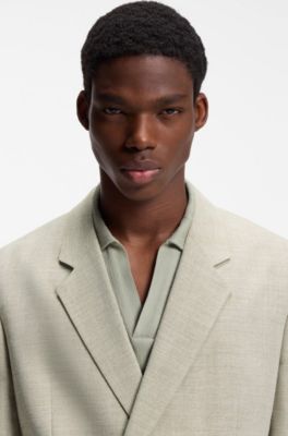 Modern-fit jacket with herringbone weave, Beige