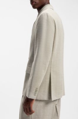 Modern-fit jacket with herringbone weave, Beige