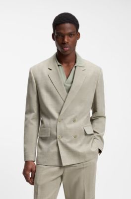 Modern-fit jacket with herringbone weave, Beige