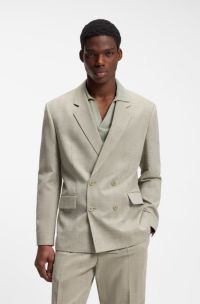 Modern-fit jacket with herringbone weave, Light Green