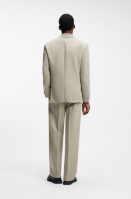 Giacca dal taglio moderno con trama a spina di pesce, Beige