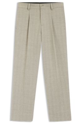 Modern-fit trousers with herringbone weave , Beige