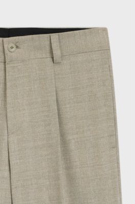 Pantaloni modern fit con trama a spina di pesce, Beige