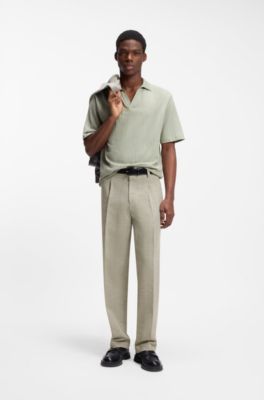 Modern-fit trousers with herringbone weave , Beige
