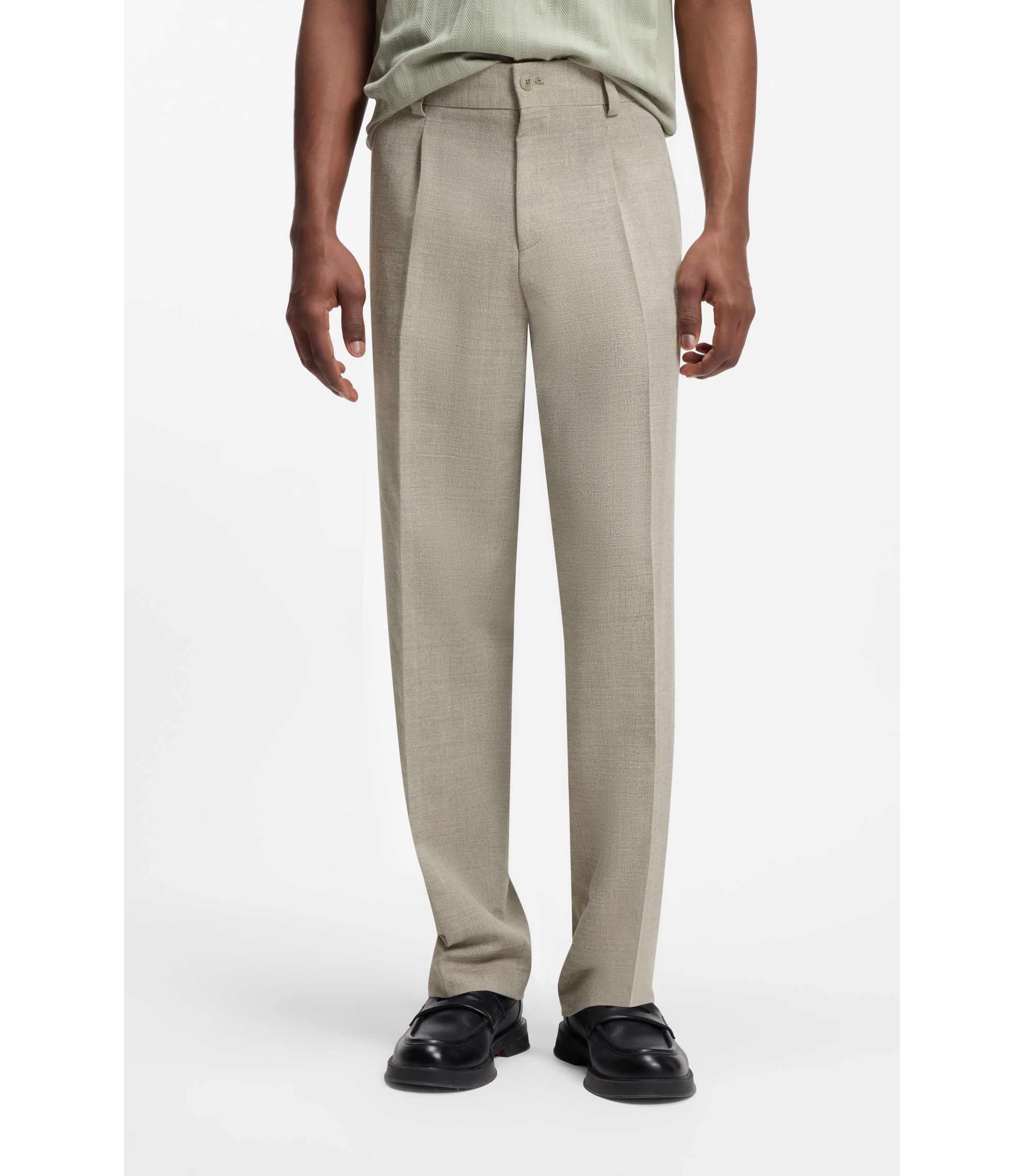 Modern-Fit Hose mit Fischgrät-Webstruktur