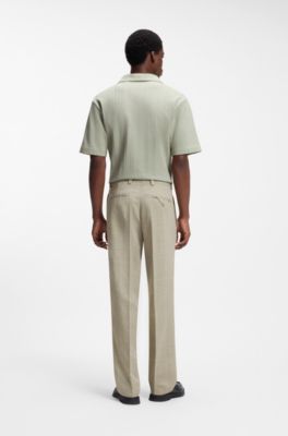 Modern-fit trousers with herringbone weave , Beige