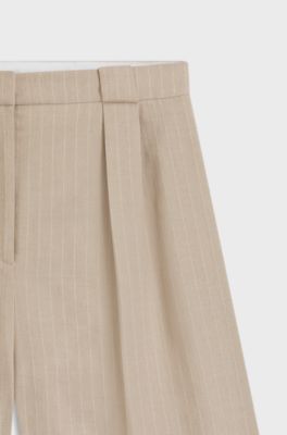 Relaxed-fit short van katoenmix met krijtstrepen, Bedrukt