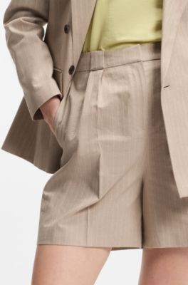 Relaxed-fit shorts in a pinstripe cotton blend, Patterned