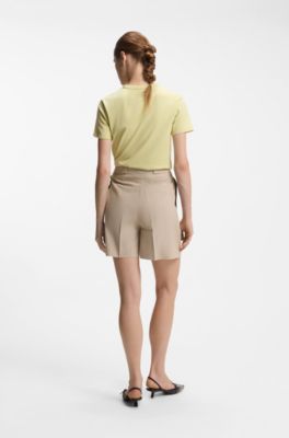 Shorts relaxed fit in misto cotone gessato, A disegni
