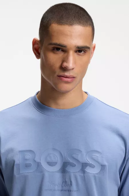 Relaxed-fit T-shirt in cotton with tennis-inspired logo