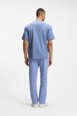 Relaxed-fit T-shirt in cotton with tennis-inspired logo, Light Blue