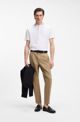 Henley-neck polo shirt in cotton piqu&eacute;, White