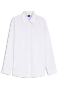 Oversized-fit blouse with burnout heart and logo print, Patterned