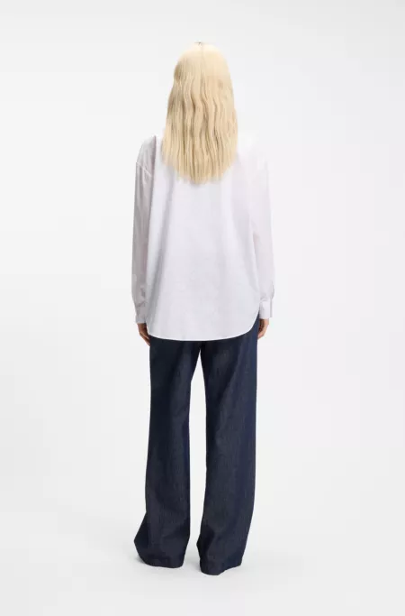 Oversized-fit blouse with burnout heart and logo print