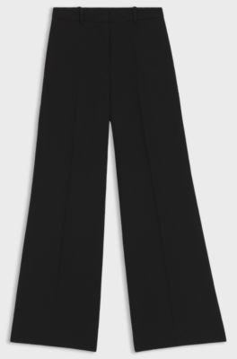 Regular-fit trousers in stretch seersucker, Black