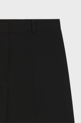 Pantaloni regular fit in seersucker elasticizzato, Nero