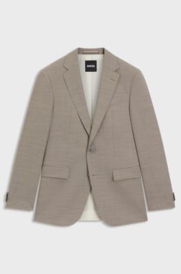 Regular-fit blazer in micro-patterned stretch fabric, Beige
