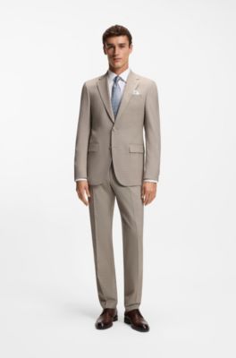 Regular-fit blazer in micro-patterned stretch fabric, Beige