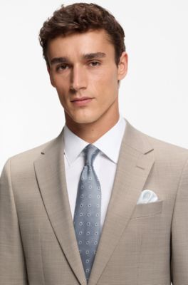 Regular-fit blazer in micro-patterned stretch fabric, Beige
