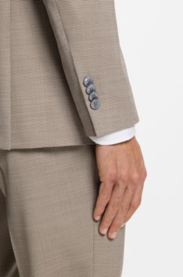 Regular-fit blazer in micro-patterned stretch fabric, Beige