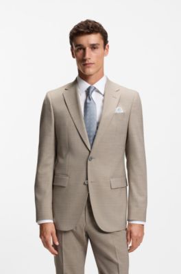 Regular-fit blazer in micro-patterned stretch fabric, Beige