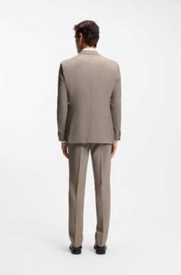 Regular-fit blazer in micro-patterned stretch fabric, Beige