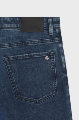Maine Regular-Fit Jeans aus bequemem blauem Stretch-Denim, Dunkelblau