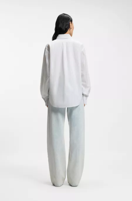 Relaxed-fit blouse in striped cotton canvas