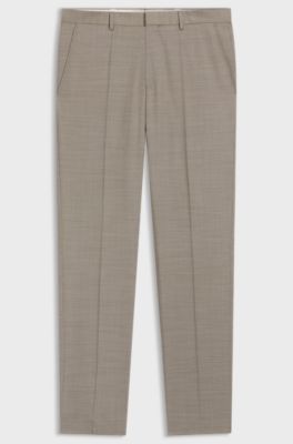 Regular-fit trousers in patterned stretch fabric, Beige