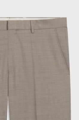 Regular-fit trousers in patterned stretch fabric, Beige