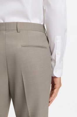 Regular-fit trousers in patterned stretch fabric, Beige