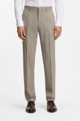 Regular-fit trousers in patterned stretch fabric, Beige