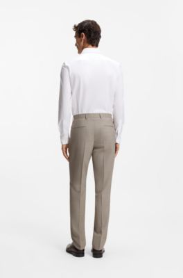 Regular-fit trousers in patterned stretch fabric, Beige