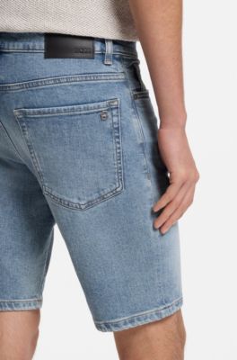 Shorts Maine en tejido vaquero el&aacute;stico azul, Celeste