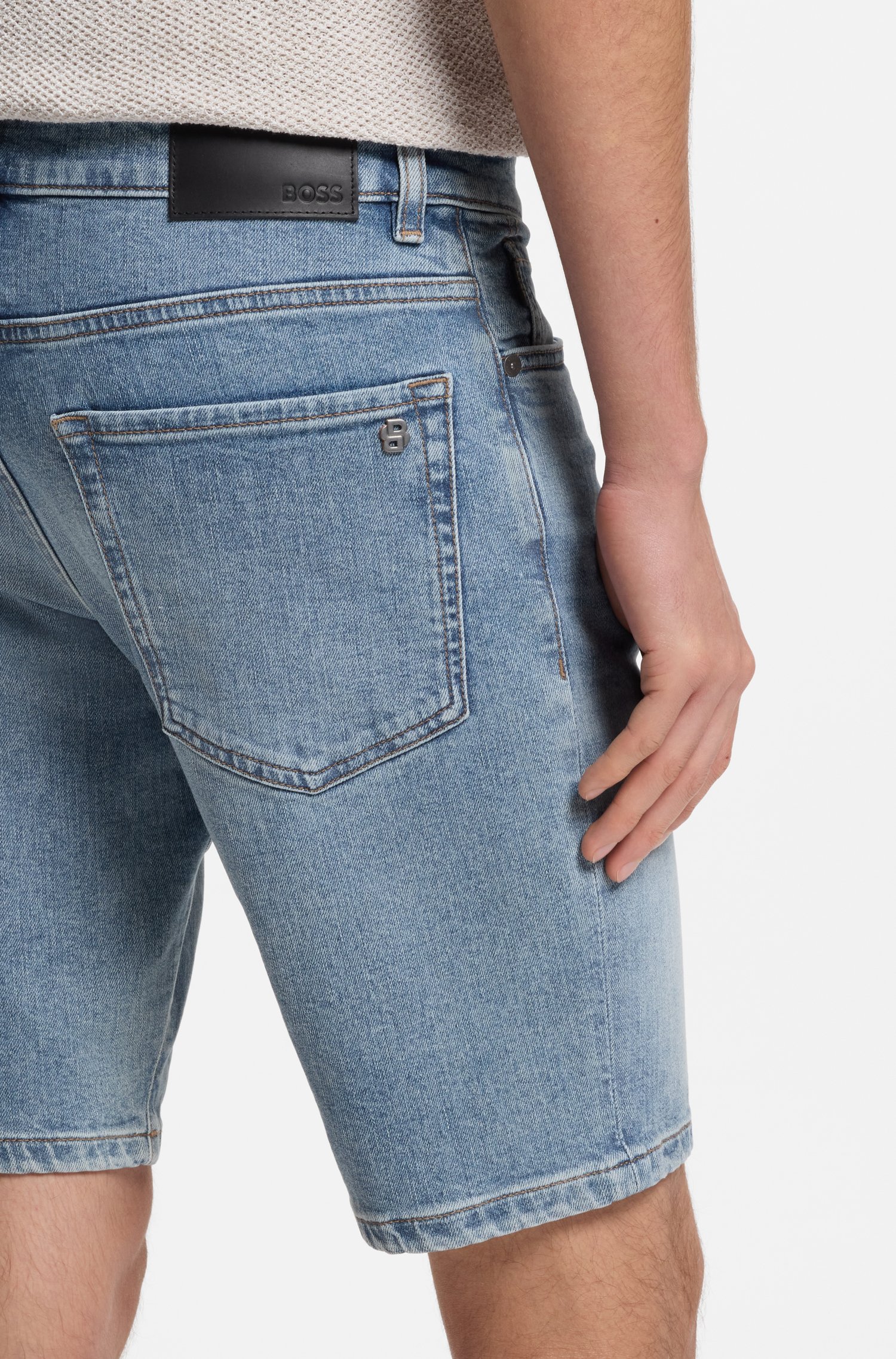Boss Maine shorts in blue stretch denim herr – bild 3