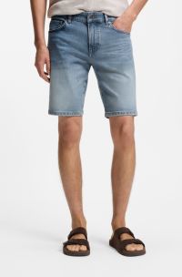 Maine-short van blauw stretchdenim, Lichtblauw