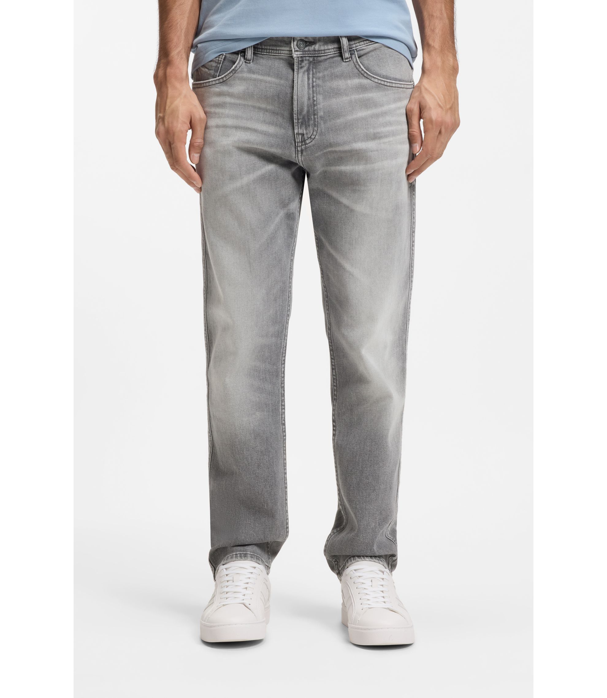 Maine Regular-Fit Jeans aus bequemem Stretch-Denim in Grau