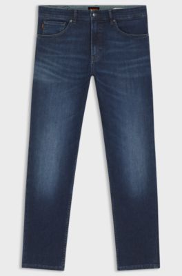Maine regular-fit jeans in blue soft-motion denim, Dark Blue