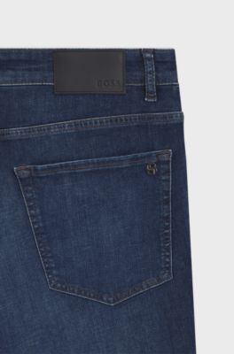Maine regular-fit jeans in blue soft-motion denim, Dark Blue