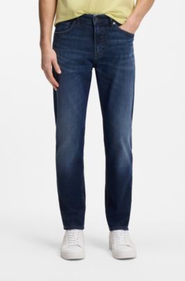 Maine regular-fit jeans in blue soft-motion denim, Dark Blue