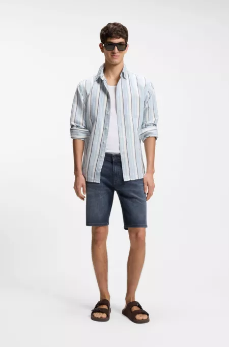 Maine regular-fit shorts in blue soft-motion denim