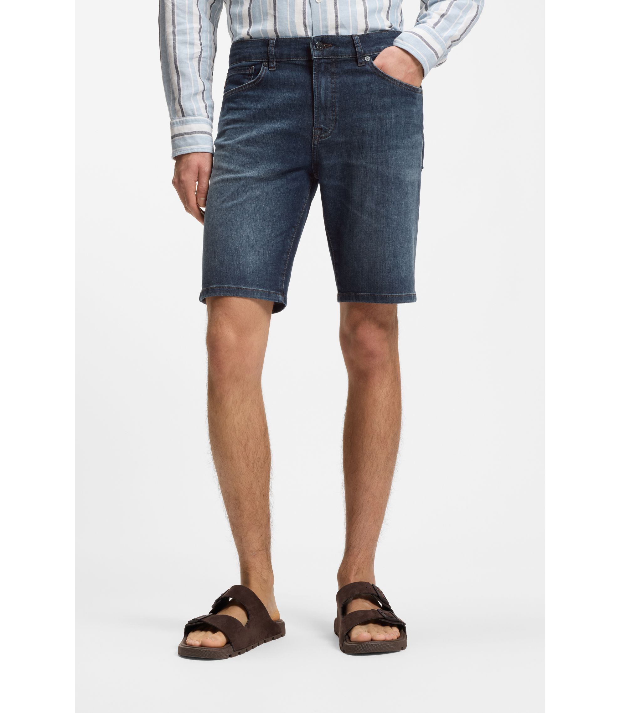 Maine Regular-Fit Shorts aus blauem Soft-Motion-Denim