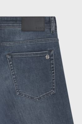 Delaware slim-fit jeans in blue-black stretch denim, Dark Blue