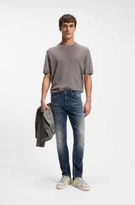 Delaware slim-fit jeans in blue-black stretch denim, Dark Blue