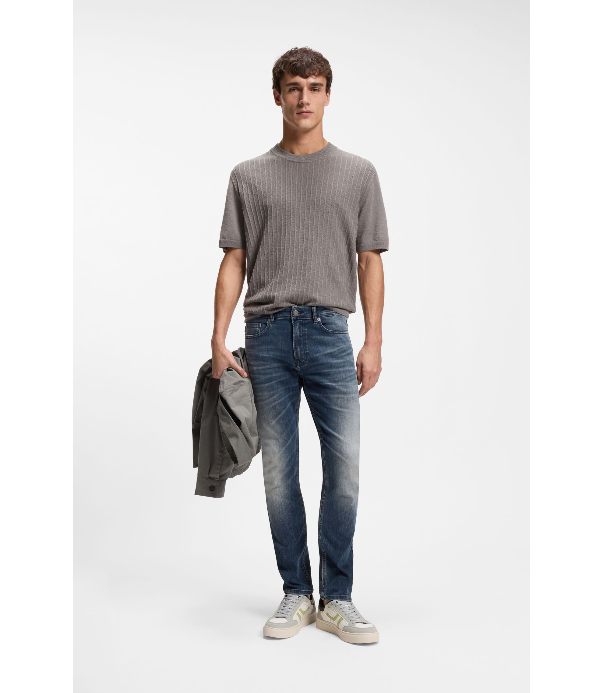 BOSS - Delaware スリムフィットジーンズ ブルーxブラック ストレッチ