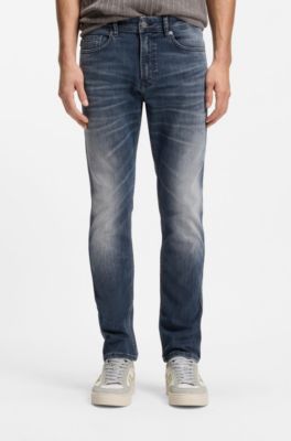 Delaware slim-fit jeans in blue-black stretch denim, Dark Blue