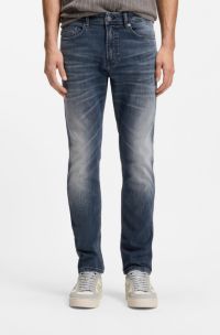 Delaware slim-fit jeans in blue-black stretch denim, Dark Blue