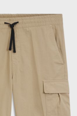 Pantaloni cargo relaxed fit in cotone ripstop, Beige
