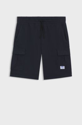 Shorts relaxed fit in ripstop di cotone, Blu scuro