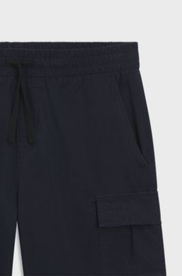 Shorts relaxed fit in ripstop di cotone, Blu scuro